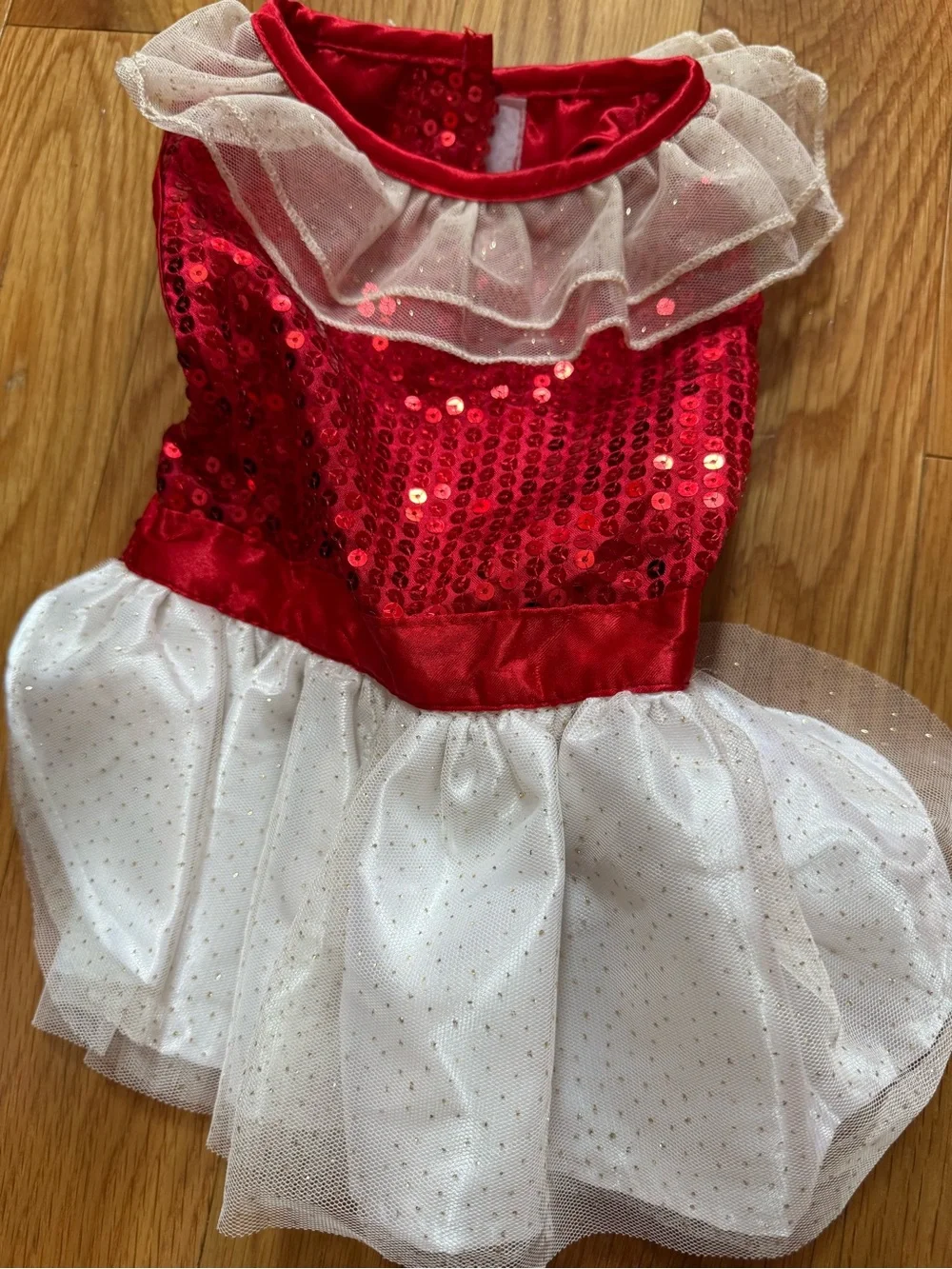 Small Red & White Sequin Pet Dress or Costume